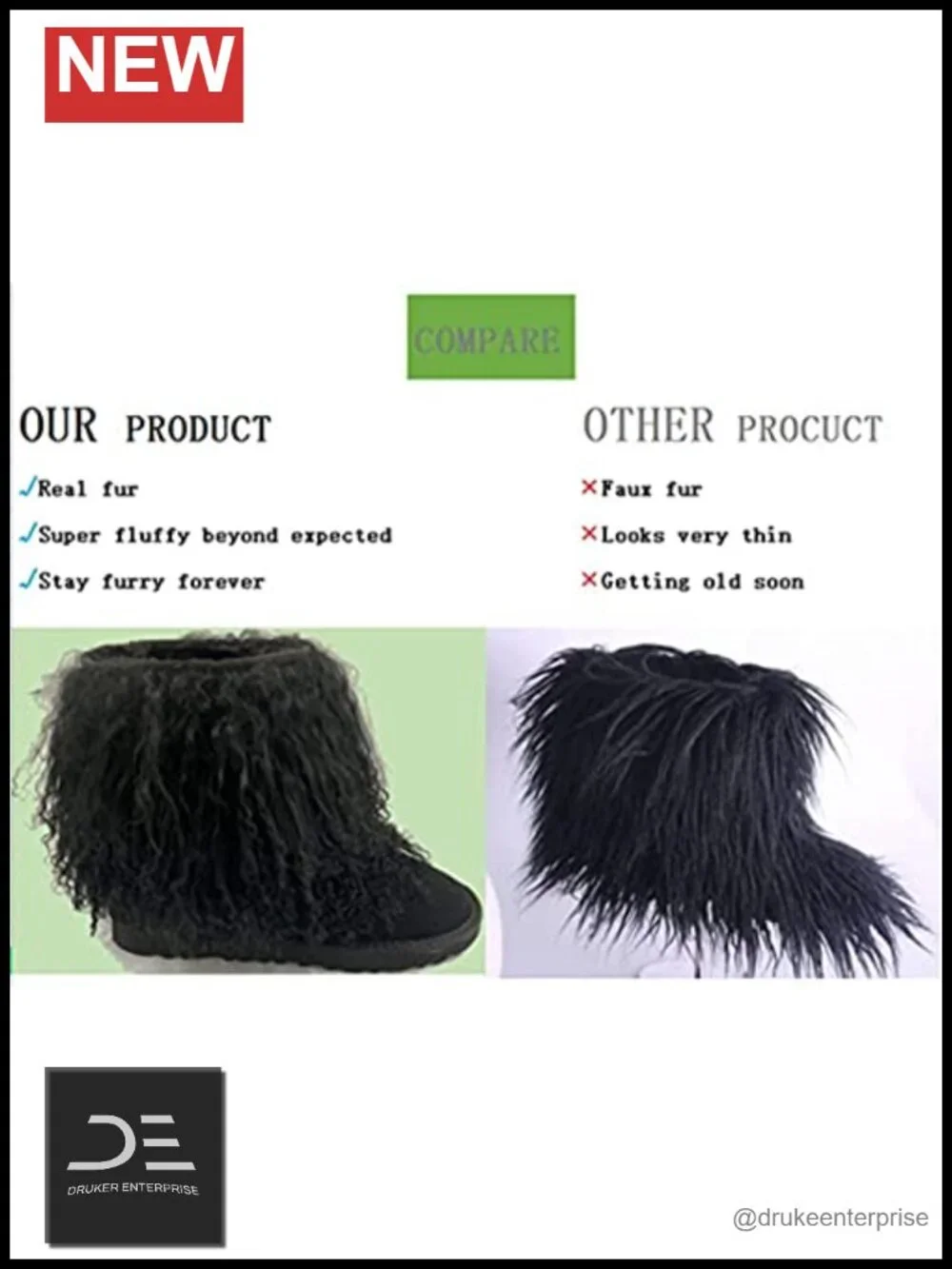 Genuine Mongolian Lamb Fur Over Knee Boots Tall Fluffy Warm Winter Shoes
